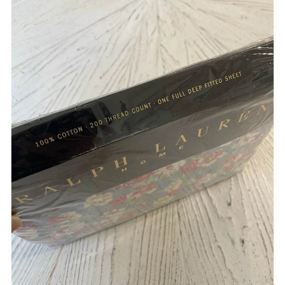 Vtg‎  New Ralph Lauren Hope Floral Blue FULL Deep Fitted Sheet NIP